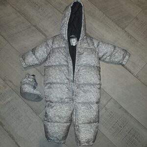 GAP Gray Kids Puffer Jacket with Hood